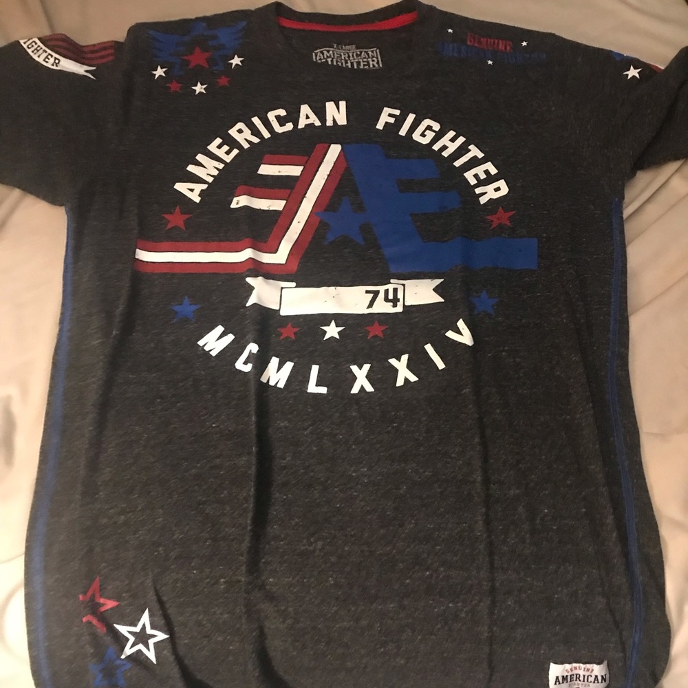 American Fighter, red white and blue T-shirt